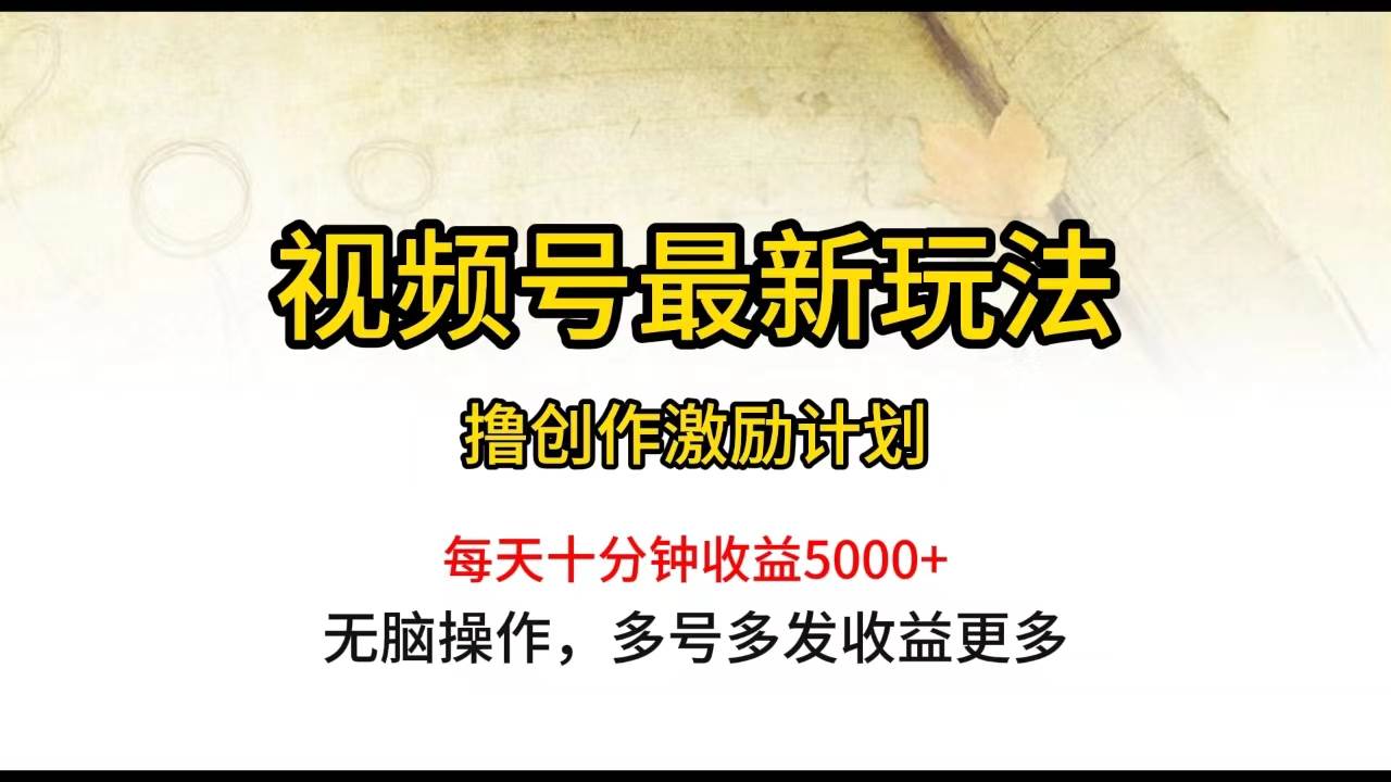 视频号最新玩法，每日一小时月入5000+-星璨学社
