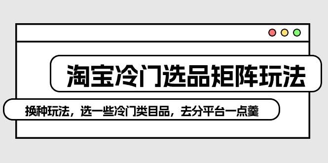 淘宝冷门选品矩阵玩法：换种玩法，选一些冷门类目品，去分平台一点羹-星璨学社