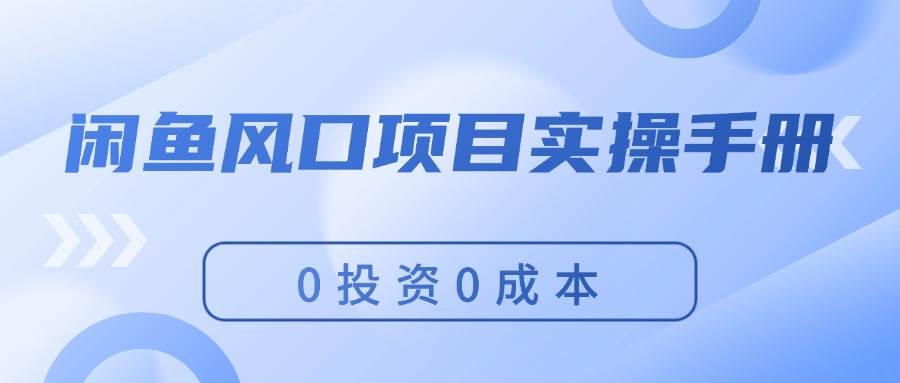 闲鱼风口项目实操手册，0投资0成本，让你做到，月入过万，新手可做-星璨学社