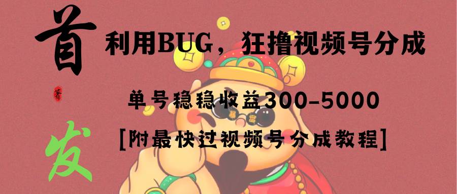 图片[1]-全网独家首发，视频号BUG，超短期项目，单号每日净收益300-5000！-星璨学社