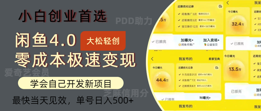 闲鱼0成本极速变现项目，多种变现方式，单号日入500+最新玩法-星璨学社