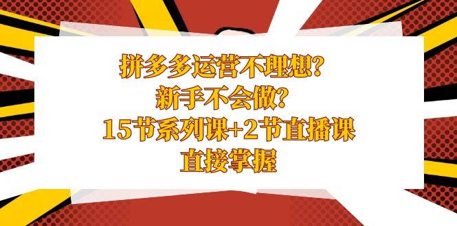 拼多多运营不理想？新手不会做？15节系列课+2节直播课，直接掌握-星璨学社