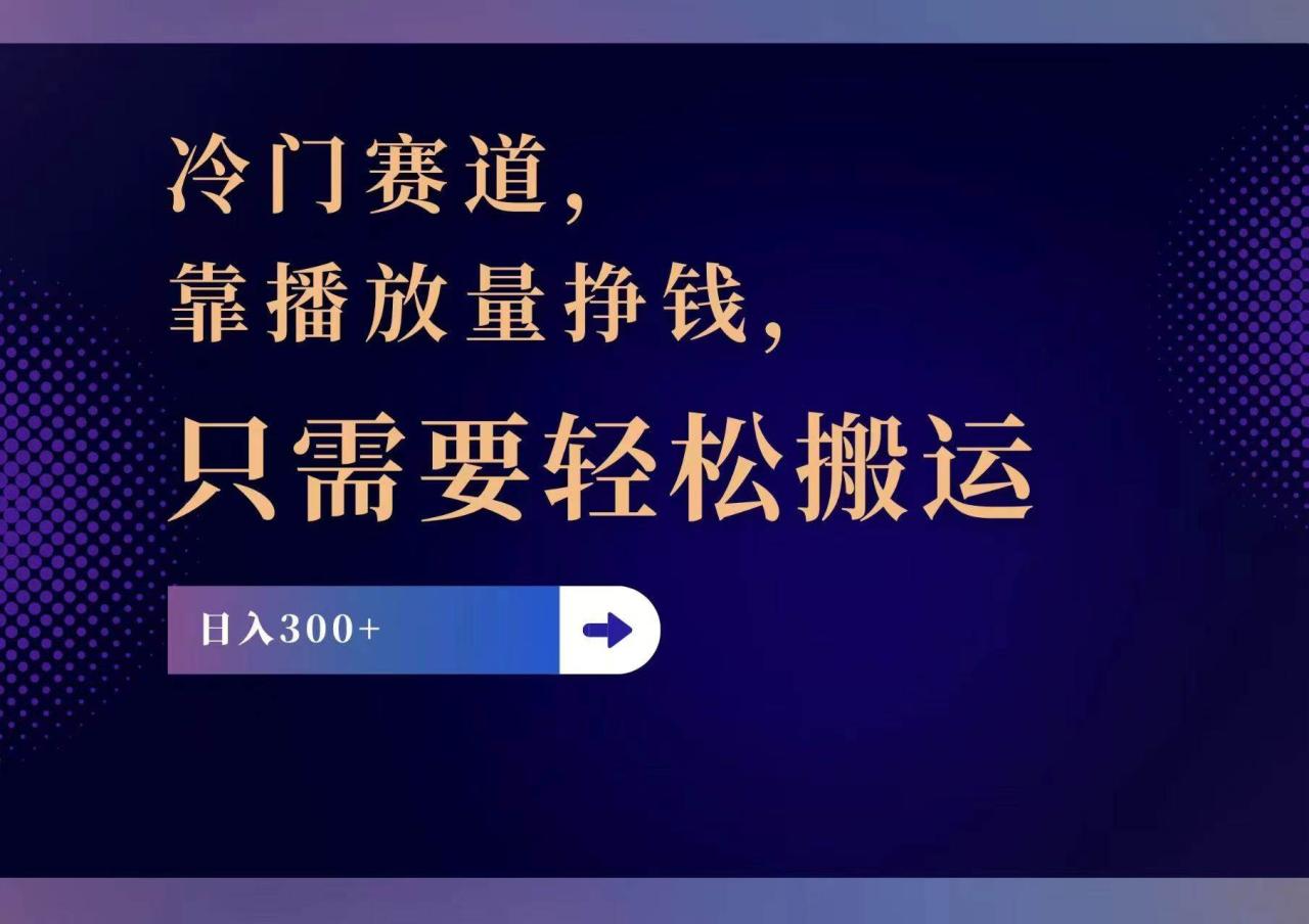 冷门赛道，靠播放量挣钱，只需要轻松搬运，日赚300+-星璨学社