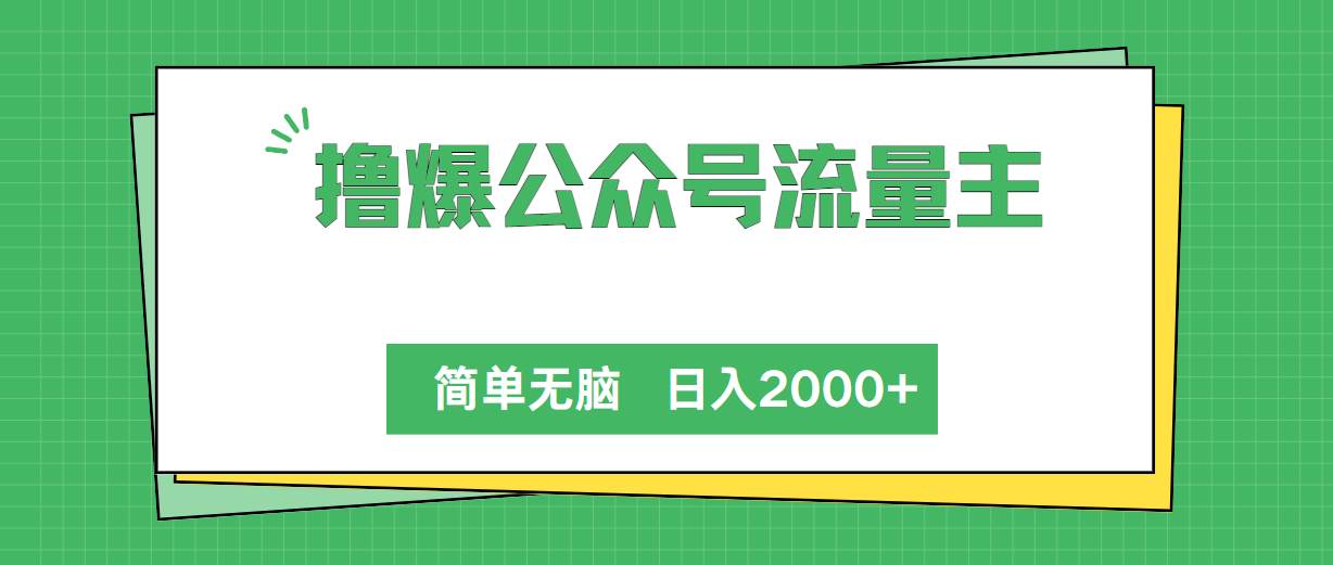 撸爆公众号流量主，简单无脑，单日变现2000+-星璨学社