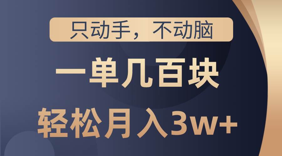 只动手不动脑，一单几百块，轻松月入3w+，看完就能直接操作，详细教程-星璨学社