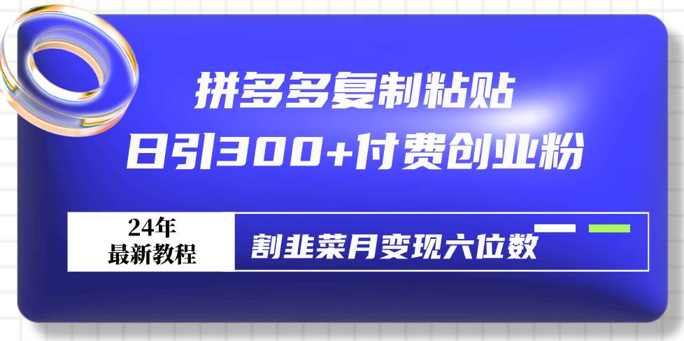 拼多多复制粘贴日引300+付费创业粉，割韭菜月变现六位数最新教程！-星璨学社