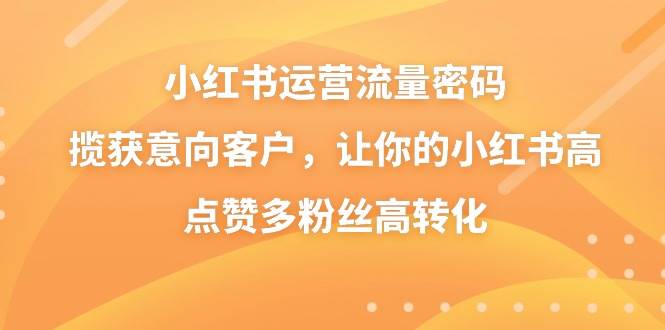 小红书运营流量密码，揽获意向客户，让你的小红书高点赞多粉丝高转化-星璨学社
