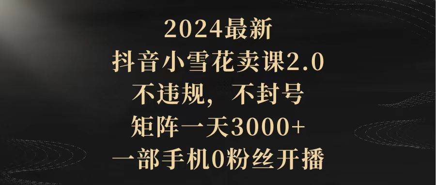 图片[1]-2024最新抖音小雪花卖课2.0 不违规 不封号 矩阵一天3000+一部手机0粉丝开播-星璨学社