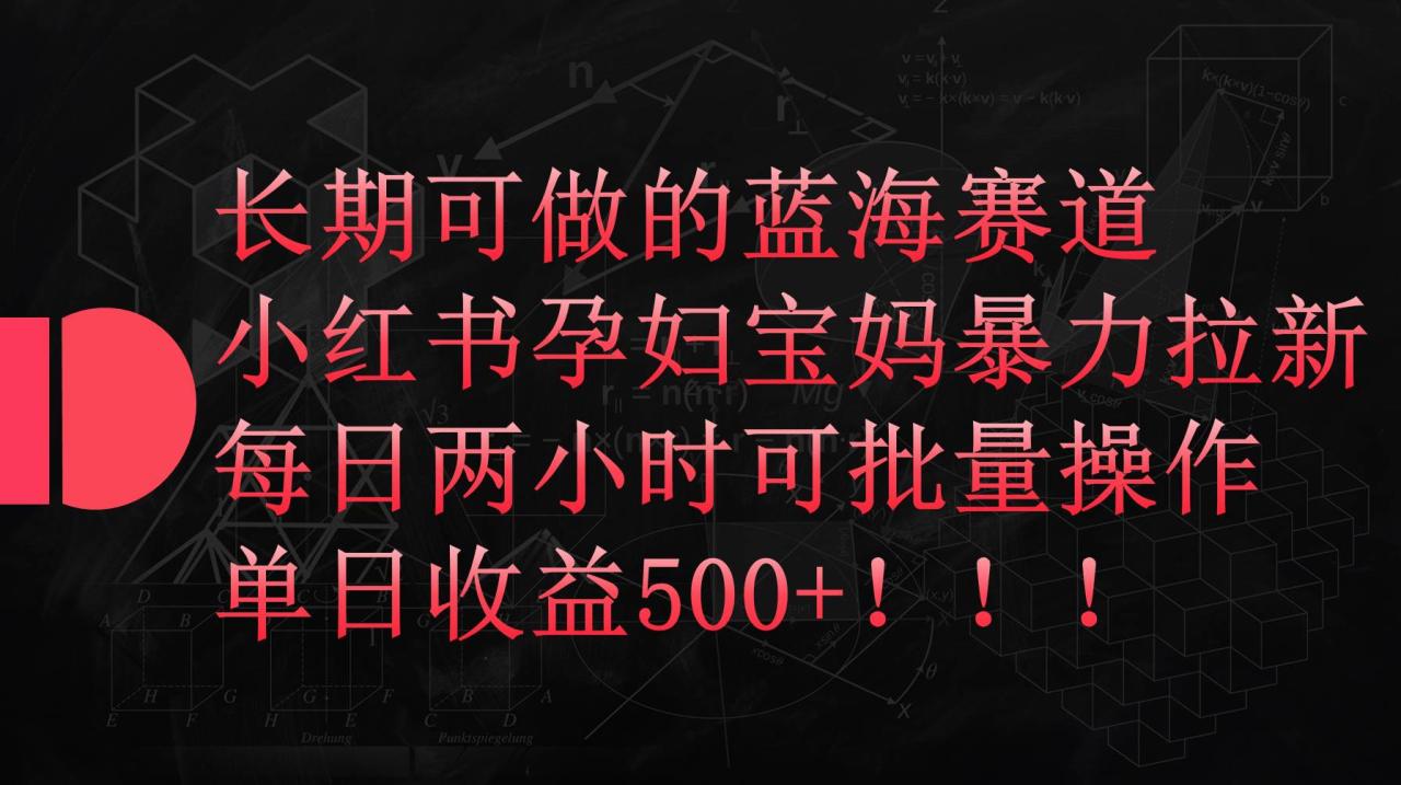 小红书孕妇宝妈暴力拉新玩法，每日两小时，单日收益500+-星璨学社