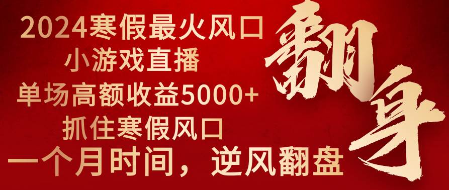 图片[1]-2024年最火寒假风口项目 小游戏直播 单场收益5000+抓住风口 一个月直接提车-星璨学社
