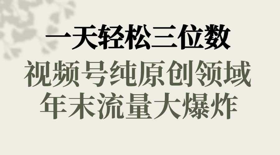图片[1]-一天轻松三位数，视频号纯原创领域，春节童子送祝福，年末流量大爆炸-星璨学社