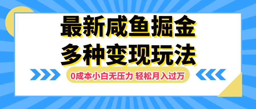 最新咸鱼掘金玩法，更新玩法，0成本小白无压力，多种变现轻松月入过万-星璨学社