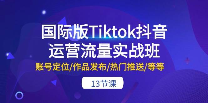 国际版Tiktok抖音运营流量实战班：账号定位/作品发布/热门推送/等等-13节-星璨学社