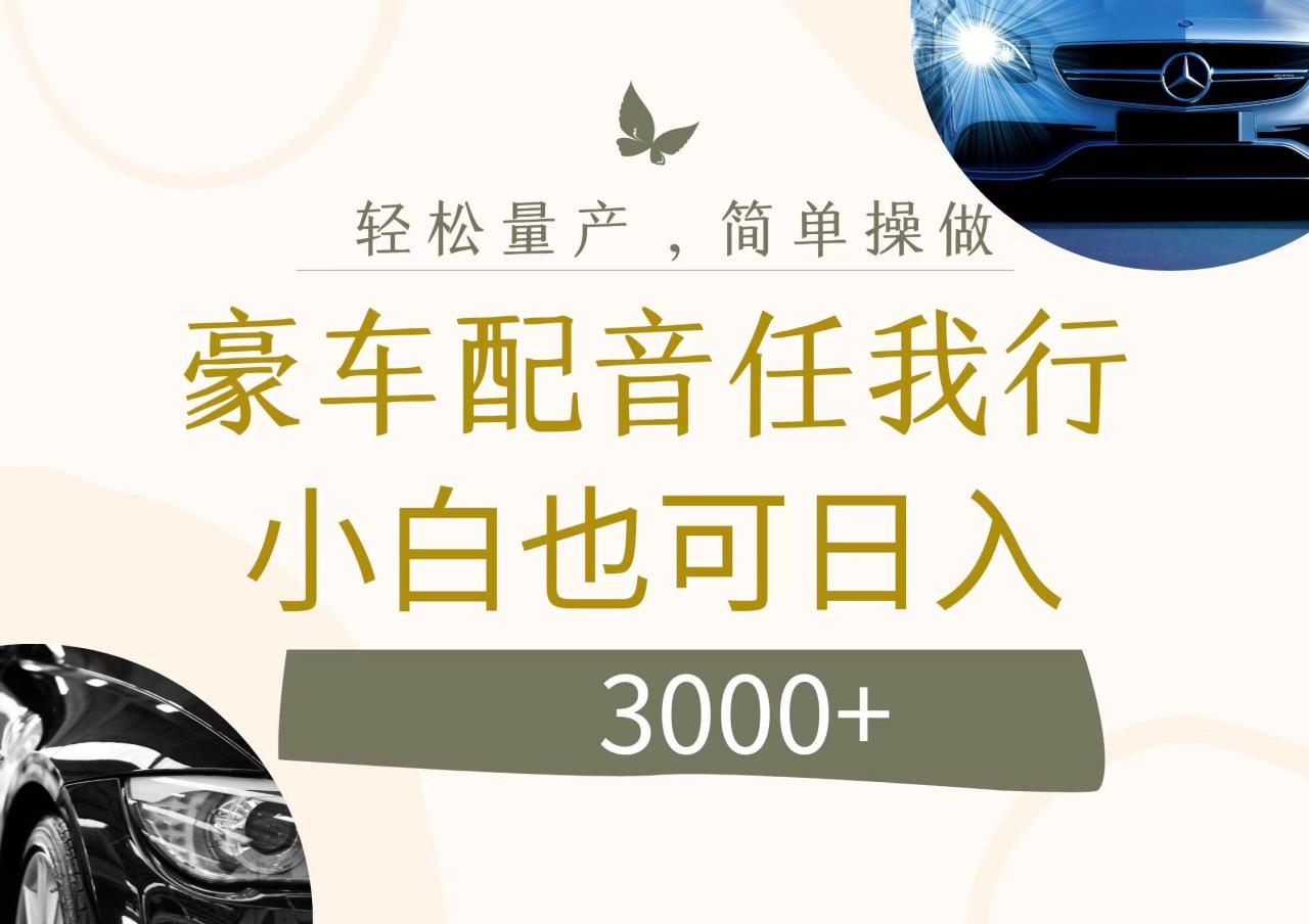 不为人知的暴力小项目，豪车配音，日入3000+-星璨学社