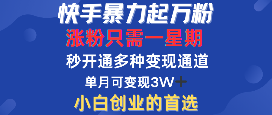 快手暴力起万粉，涨粉只需一星期！多种变现模式-星璨学社