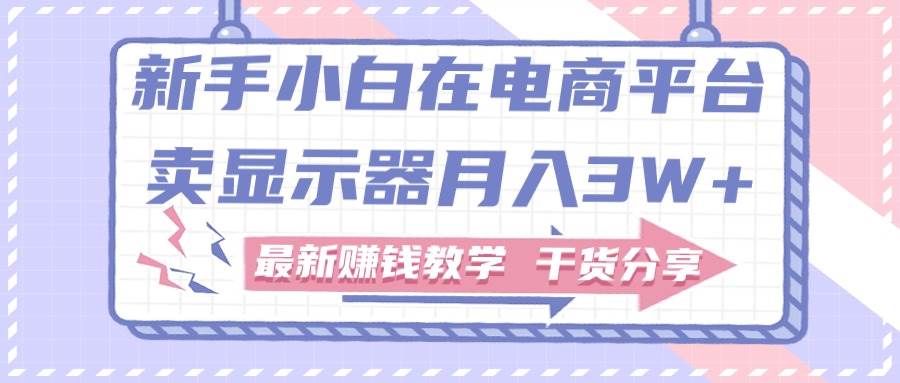 新手小白如何做到在电商平台卖显示器月入3W+，最新赚钱教学干货分享-星璨学社