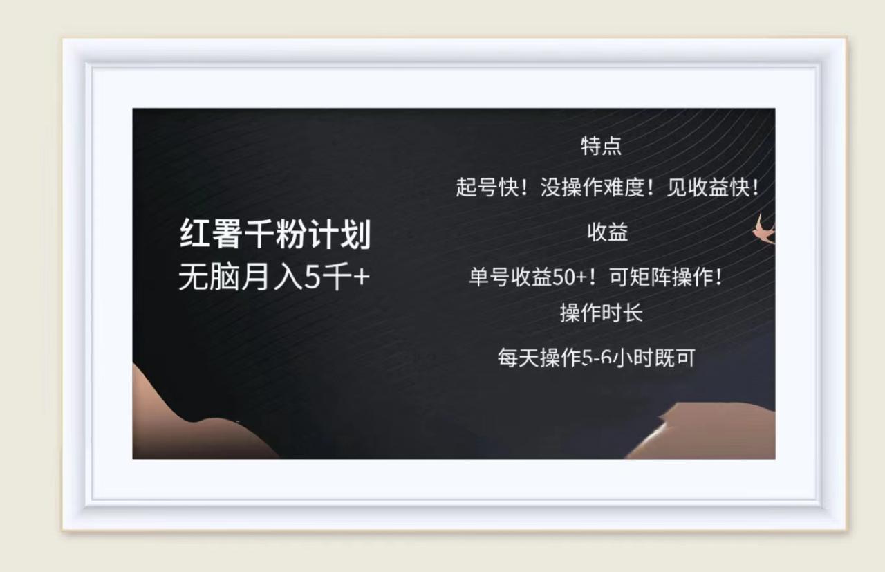 红薯千粉计划无脑月入5千➕！既做既赚！-星璨学社