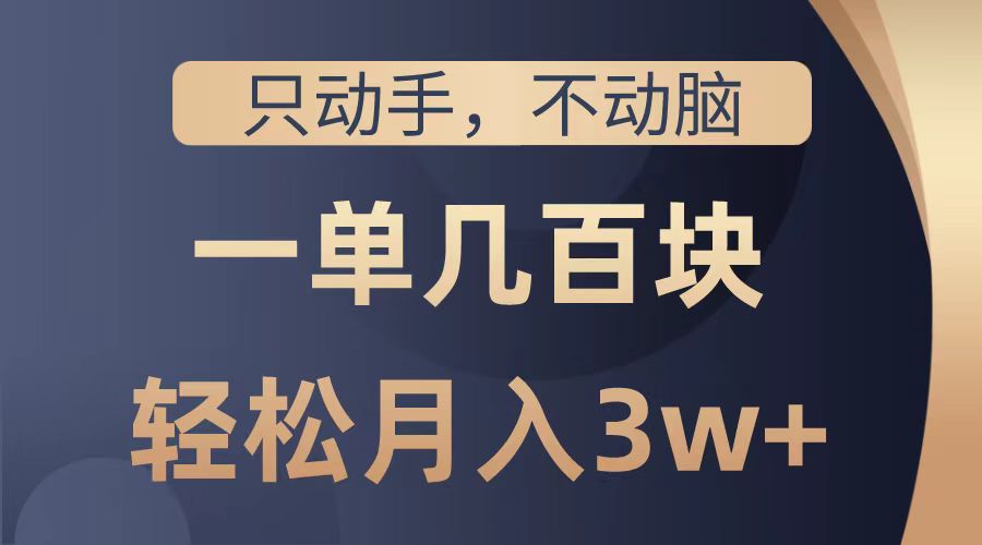 只动手不动脑，一单几百块，轻松月入2w+，看完就能直接操作，详细教程-星璨学社
