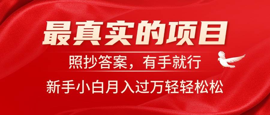 最真实的项目，照抄答案，有手就行，新手小白月入过万轻轻松松-星璨学社