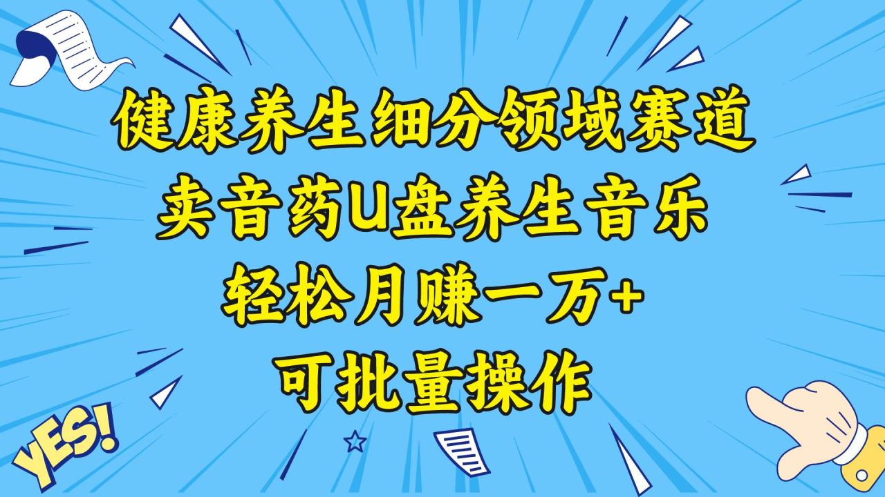 图片[1]-健康养生细分领域赛道，卖音药U盘养生音乐，轻松月赚一万+，可批量操作-星璨学社