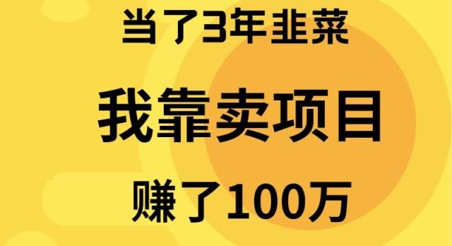 当了3年韭菜，我靠卖项目赚了100万-星璨学社