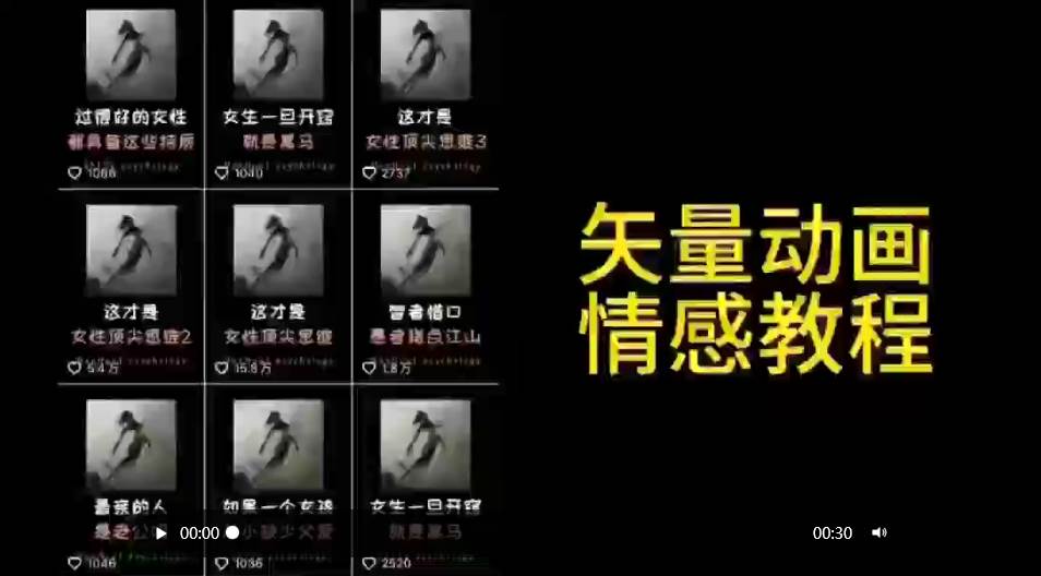 矢量动画情感教程：高点赞涨粉，适合情感、思维、创业教育等赛道-星璨学社