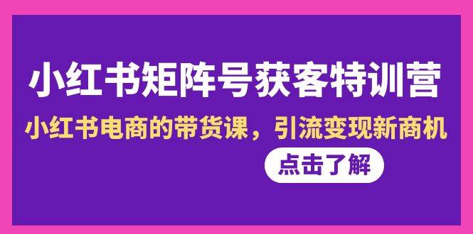 图片[1]-小红书-矩阵号获客特训营-第10期，小红书电商的带货课，引流变现新商机-星璨学社