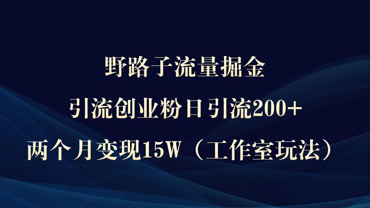 图片[1]-野路子流量掘金，引流创业粉日引流200+，两个月变现15W（工作室玩法））-星璨学社