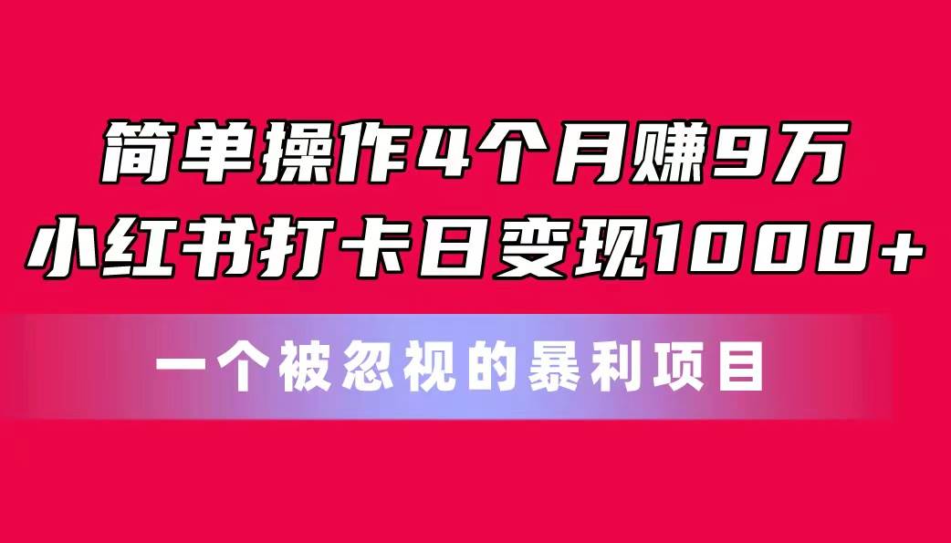 图片[1]-简单操作4个月赚9万！小红书打卡日变现1000+！一个被忽视的暴力项目-星璨学社