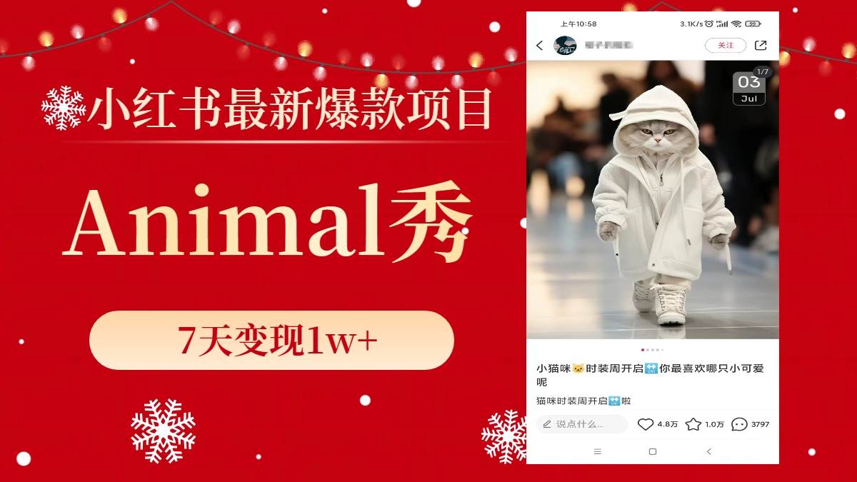 图片[1]-小红书最新爆款项目，Animal秀，7天变现1w+-星璨学社