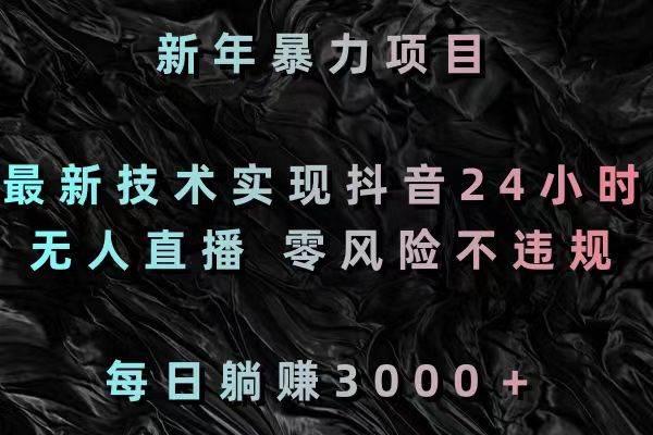 新年暴力项目，最新技术实现抖音24小时无人直播 零风险不违规 每日躺赚3000-星璨学社