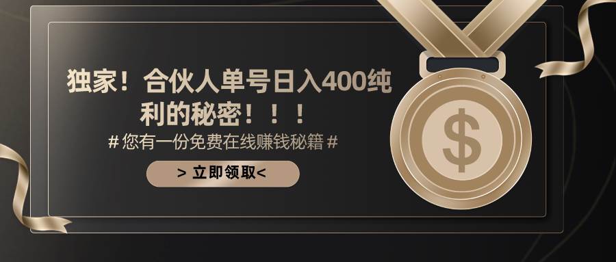 合伙人广告撸金最新玩法，每天单号400纯利-星璨学社