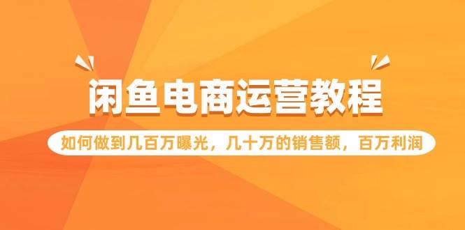 闲鱼电商运营教程：如何做到几百万曝光，几十万的销售额，百万利润-星璨学社