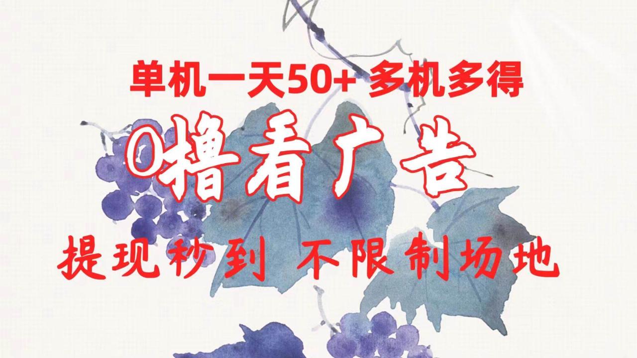 0撸看广告 单机一天50+多机多得 提现秒到 不限制场地操作-星璨学社