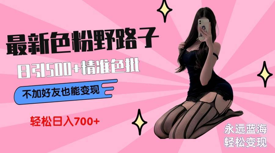 图片[1]-最新色粉变现野路子，日引500+老色批 可不加好友直接变现 小白轻松日入700+-星璨学社
