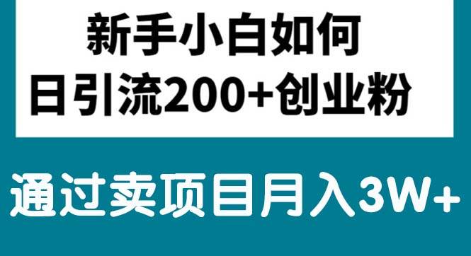 新手小白日引流200+创业粉,通过卖项目月入3W+-星璨学社