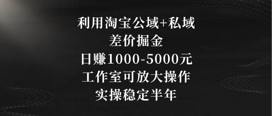 图片[1]-利用淘宝公域+私域差价掘金，日赚1000-5000元，工作室可放大操作，实操…-星璨学社