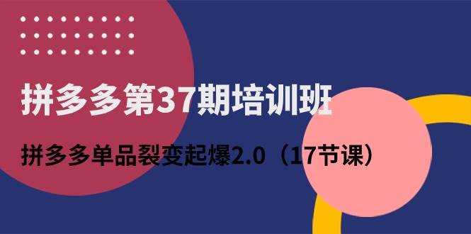 拼多多第37期培训班：拼多多单品裂变起爆2.0（17节课）-星璨学社