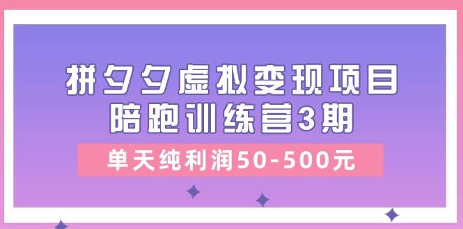 某收费培训《拼夕夕虚拟变现项目陪跑训练营3期》单天纯利润50-500元-星璨学社