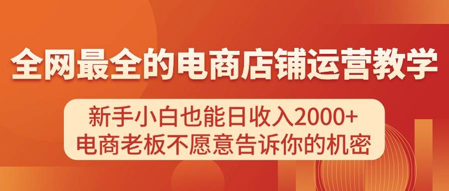 电商店铺运营教学，新手小白也能日收入2000+，电商老板不愿意告诉你的机密-星璨学社