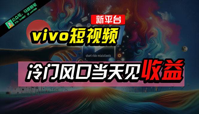 全新平台vivo短视频，新风口AI混剪无脑搬运，冷门风口当天见收益，7天…-星璨学社