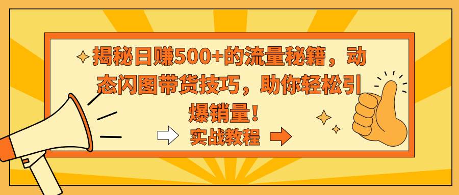 图片[1]-揭秘日赚500+的流量秘籍，动态闪图带货技巧，助你轻松引爆销量！-星璨学社