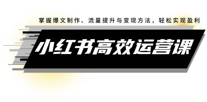 小红书高效运营课：掌握爆文制作、流量提升与变现方法，轻松实现盈利-星璨学社