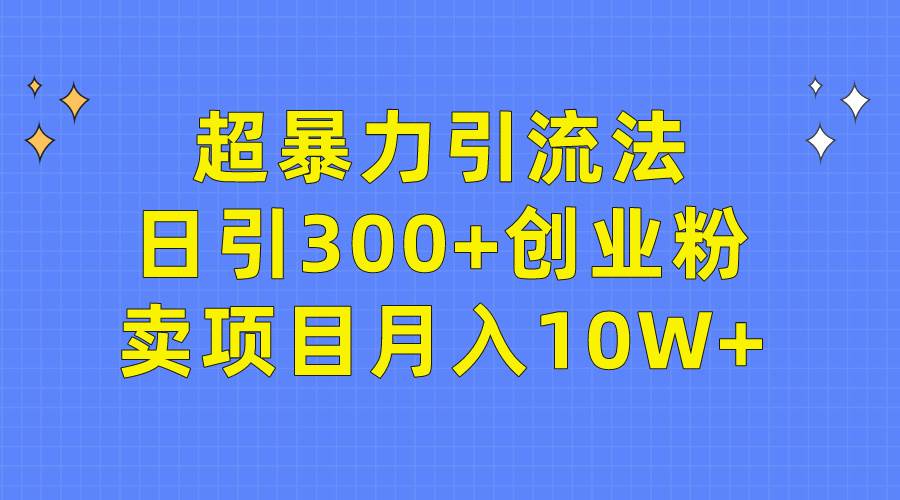 超暴力引流法，日引300+创业粉，卖项目月入10W+-星璨学社