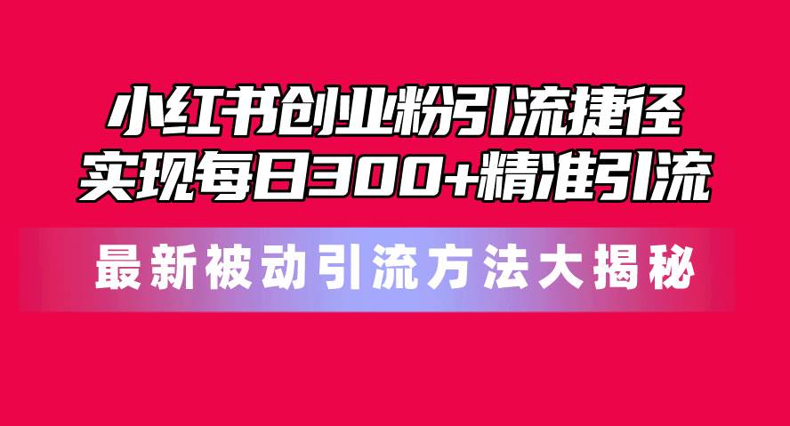 小红书创业粉引流捷径！最新被动引流方法大揭秘，实现每日300+精准引流-星璨学社