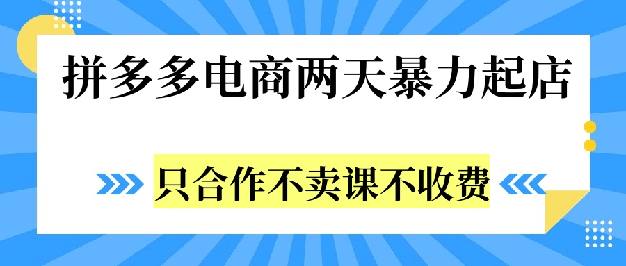 拼多多两天暴力起店，只合作不卖课不收费-星璨学社