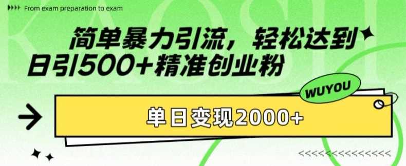 简单暴力引流轻松达到日引500+精准创业粉，单日变现2k【揭秘】-星璨学社