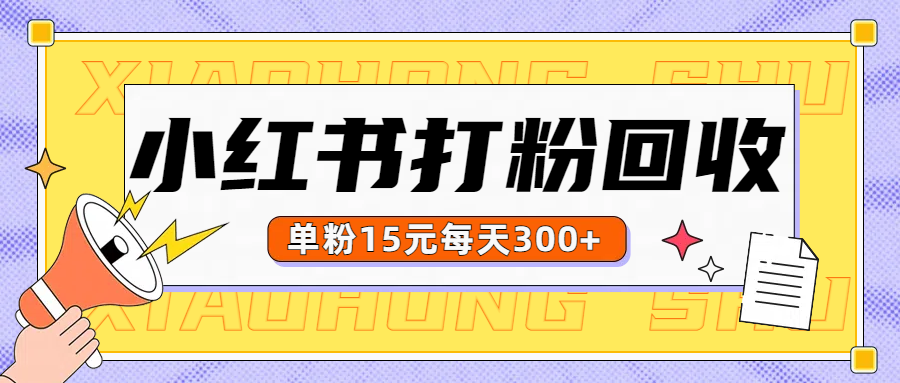 小红书打粉，单粉15元回收每天300+-星璨学社