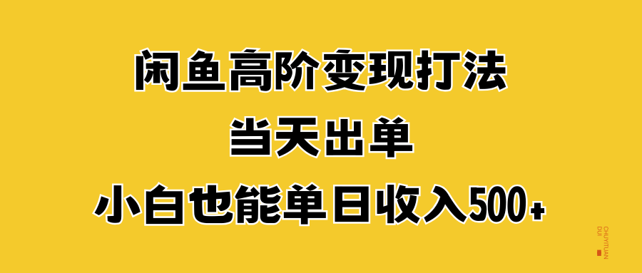 闲鱼高阶变现打法，当天出单，小白也能单日收入500+-星璨学社