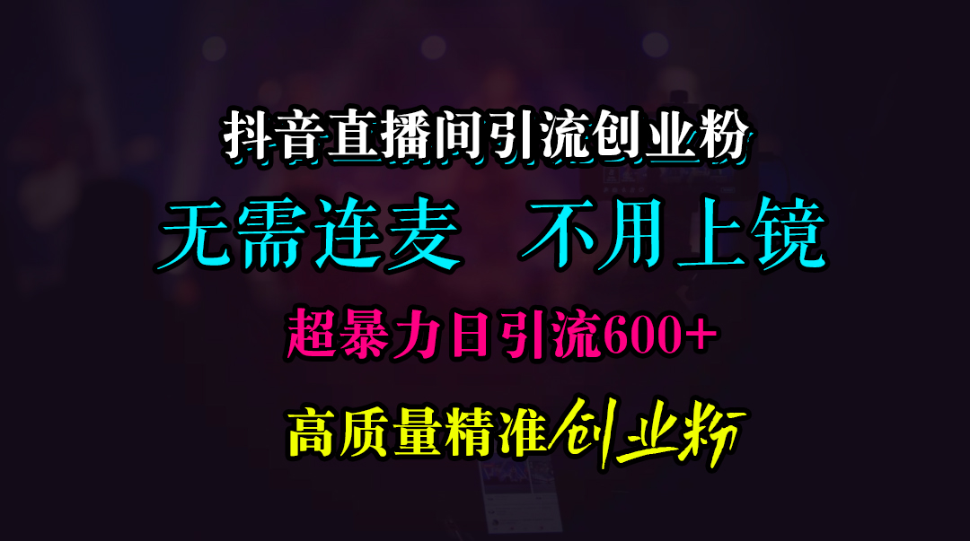 抖音直播间引流创业粉，无需连麦、无需上镜，超暴力日引流600+高质量精准创业粉-星璨学社